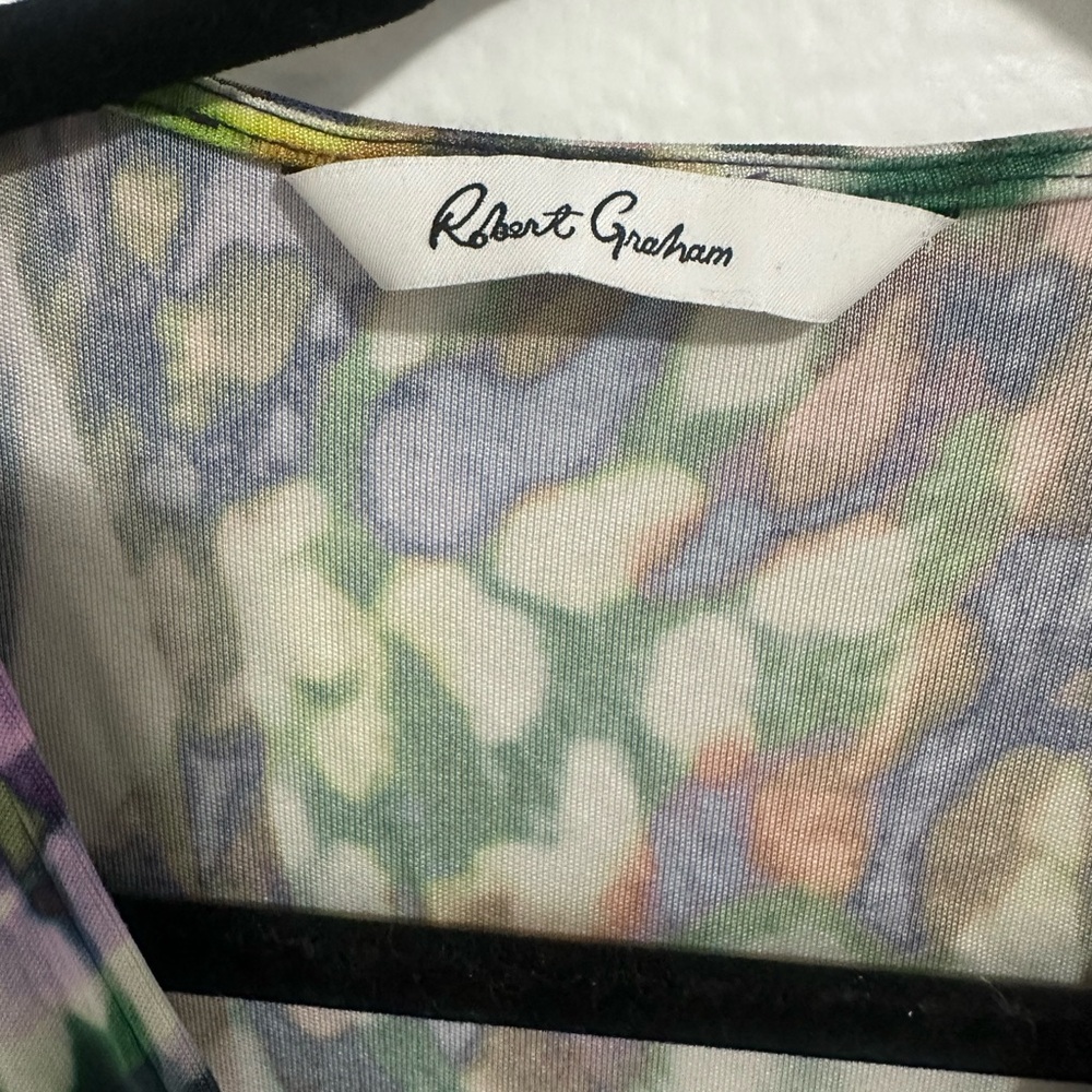 ROBERT GRAHAM Animal Print 100%
Silk Midi Dress Size Small V-Neck,Belted - Picture 3 of 15